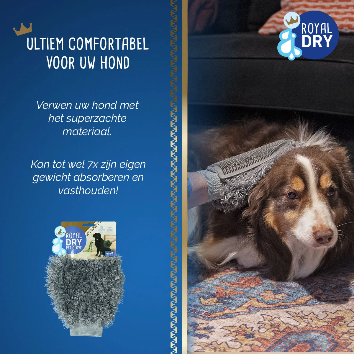 Mikrofaser Bürstenhandschuh für Hunde, 24 x 18 cm – Royal Dry – Bild 5