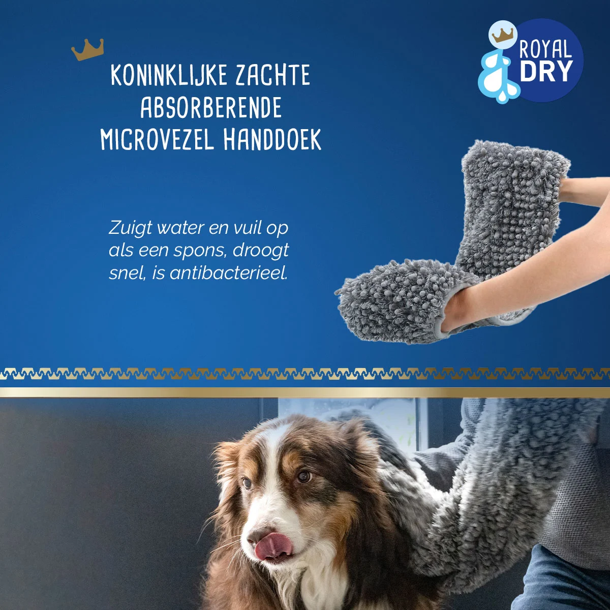 Mikrofaser Hundehandtuch mit Handtaschen, 35 x 81 cm – Royal Dry – Bild 6