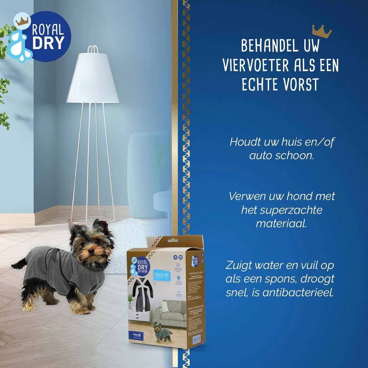 Mikrofaser Hundebademantel XS, Rückenlänge 30 bis 35 cm – Royal Dry – Bild 4
