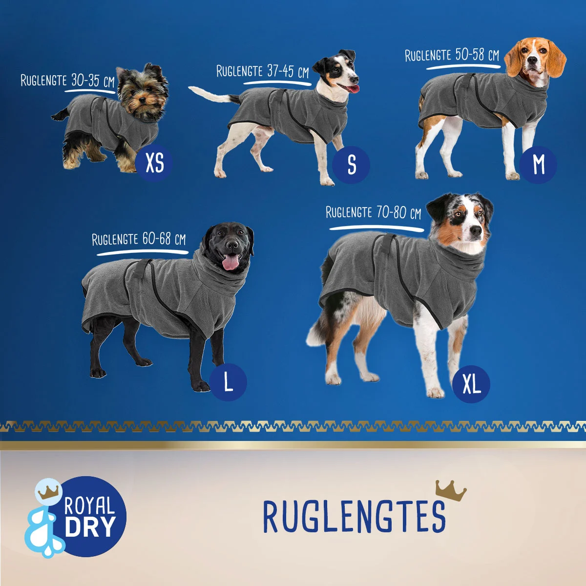 Mikrofaser Hundebademantel XS, Rückenlänge 30 bis 35 cm – Royal Dry – Bild 6