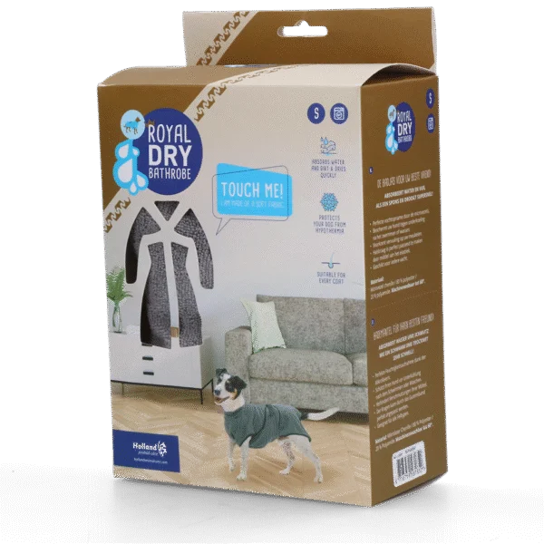 Mikrofaser Hundebademantel S, Rückenlänge 37 bis 45 cm – Royal Dry