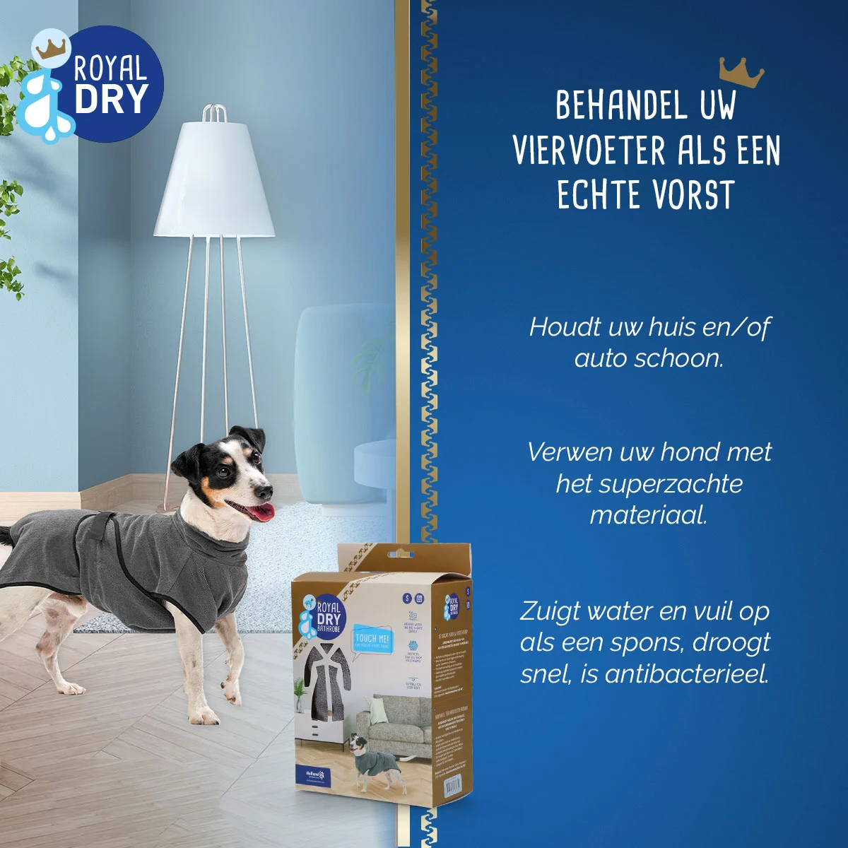 Mikrofaser Hundebademantel S, Rückenlänge 37 bis 45 cm – Royal Dry – Bild 5