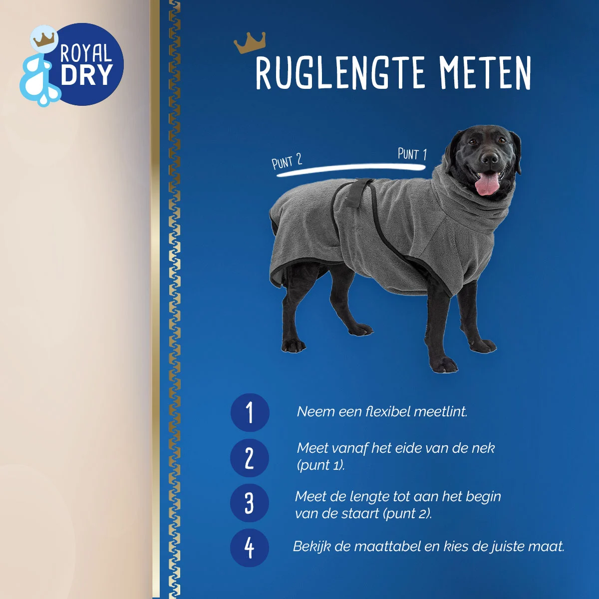 Mikrofaser Hundebademantel S, Rückenlänge 37 bis 45 cm – Royal Dry – Bild 3