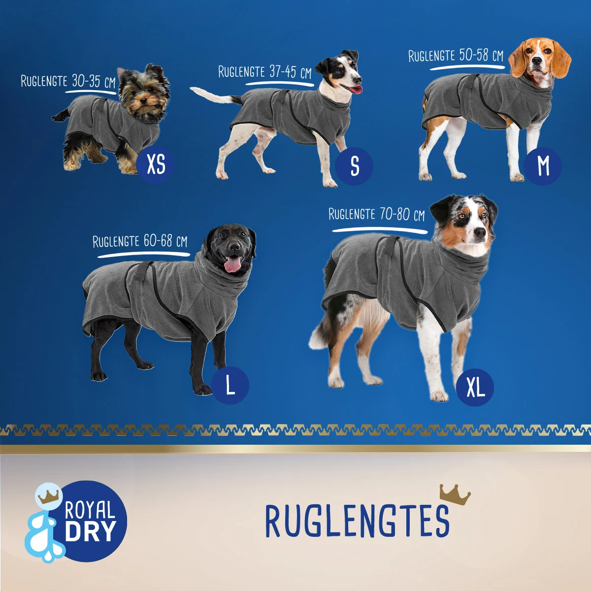 Hundetrockensack aus Mikrofaser S, Rückenlänge 40 cm – Royal Dry Doggy Bag – Bild 3