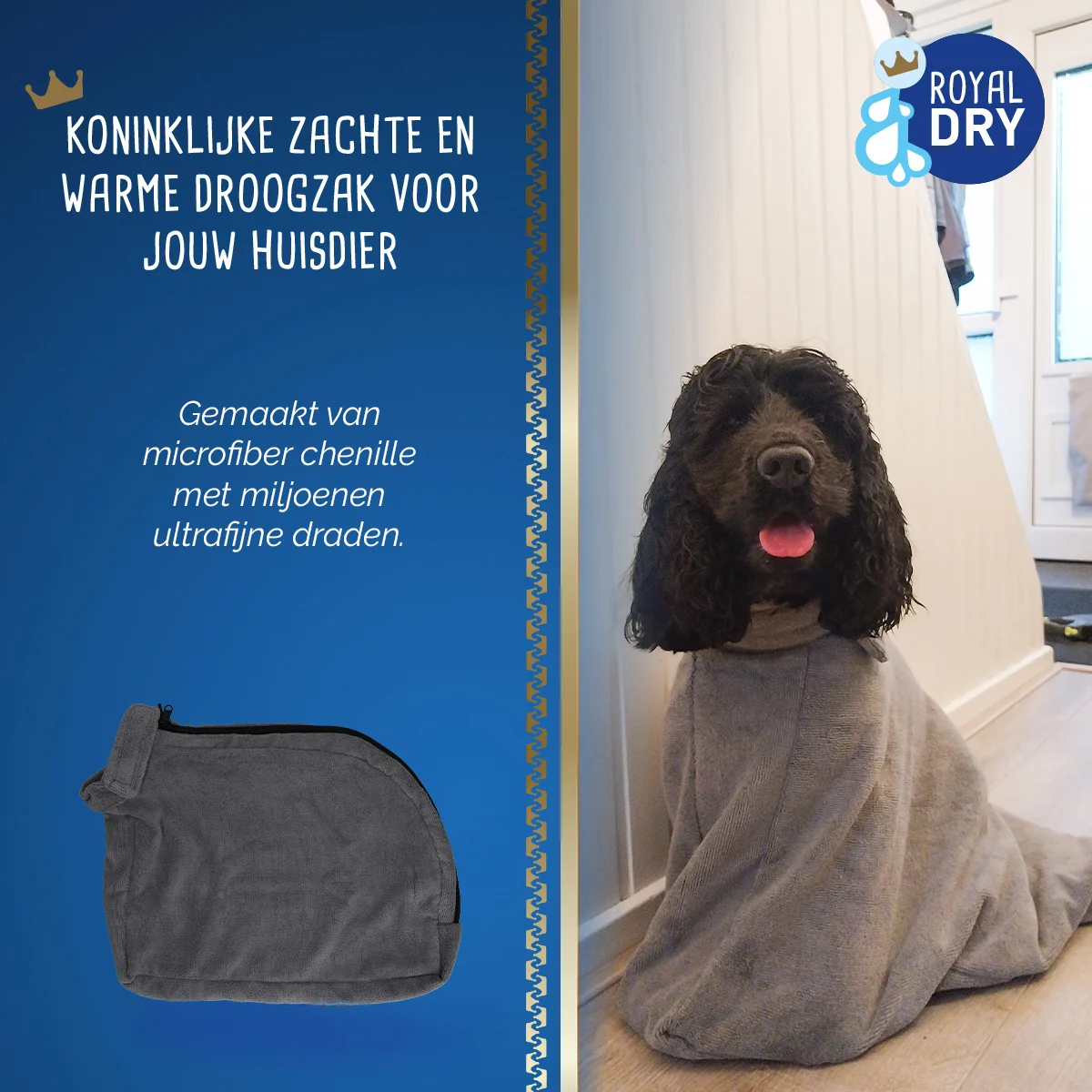 Hundetrockensack aus Mikrofaser S, Rückenlänge 40 cm – Royal Dry Doggy Bag – Bild 5
