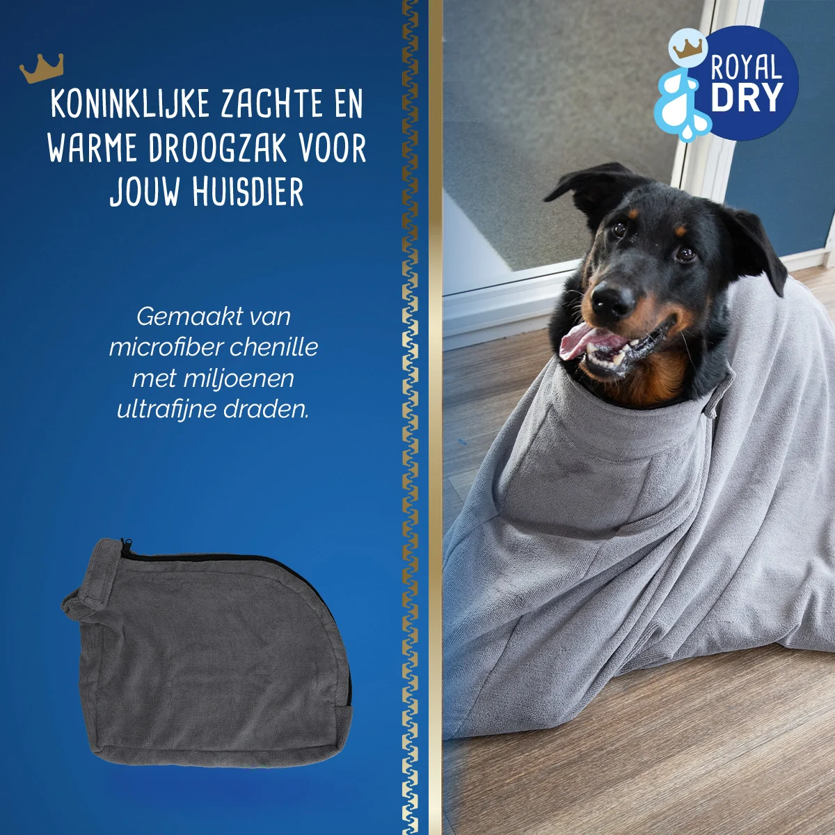 Hundetrockensack aus Mikrofaser L, Rückenlänge 75 cm – Royal Dry Doggy Bag – Bild 5