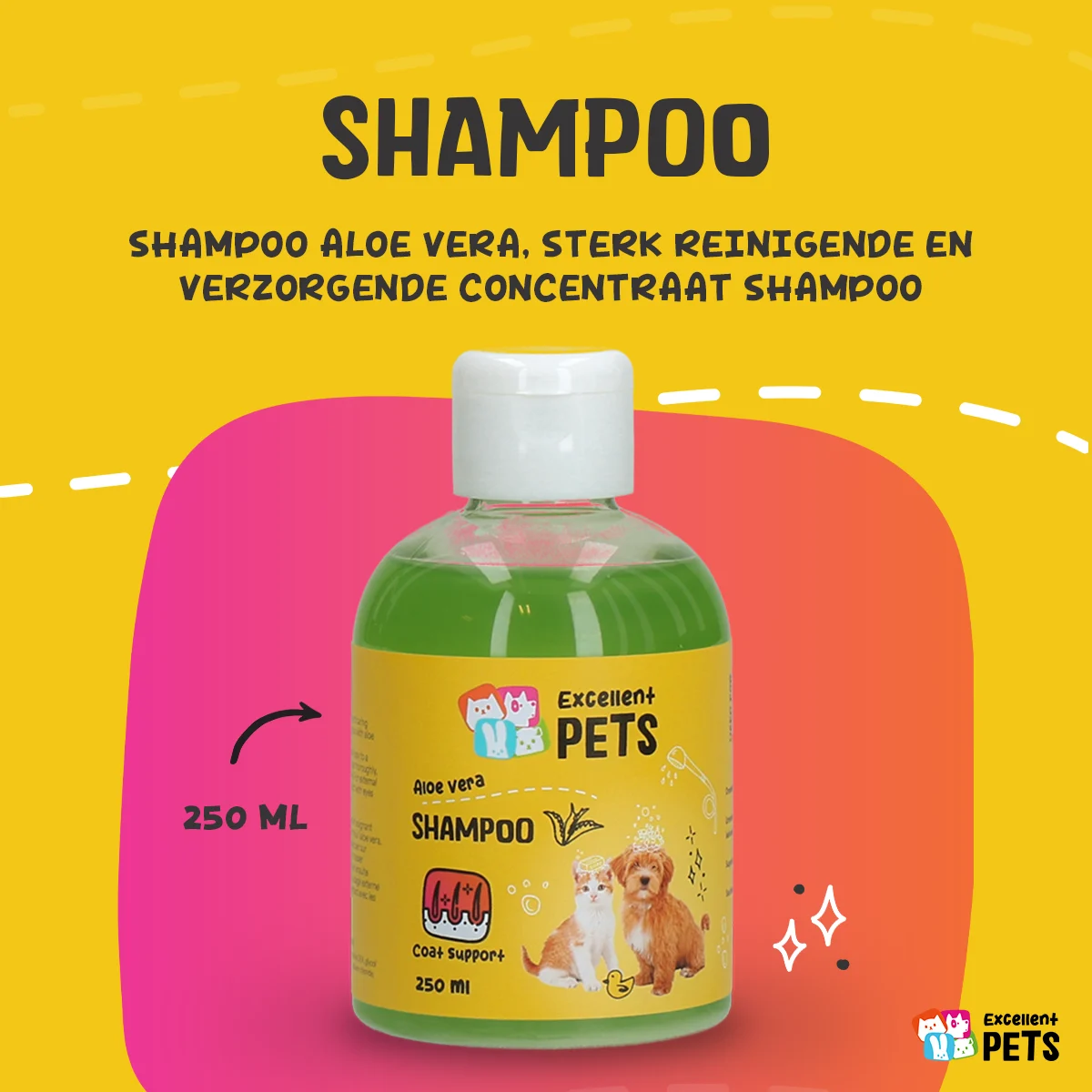 Hundeshampoo mit Aloe Vera für empfindliche Haut, 250 ml – Excellent Pets Shampoo Aloe Vera – Bild 2