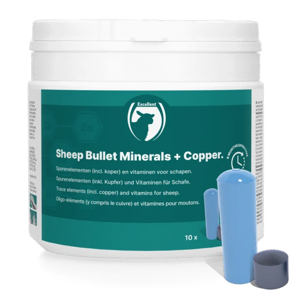 Schafbolus mit Kupfer, 10 Bolusse und 10 Mikrobullets – Excellent Sheep Bullet Minerals + Copper
