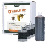 Sonnenschirm Set gegen Fliegen und Wespen, 1 l Flüssigkeit und 4 Rohre – Shield Up Stay Away Sonnenschirm Set