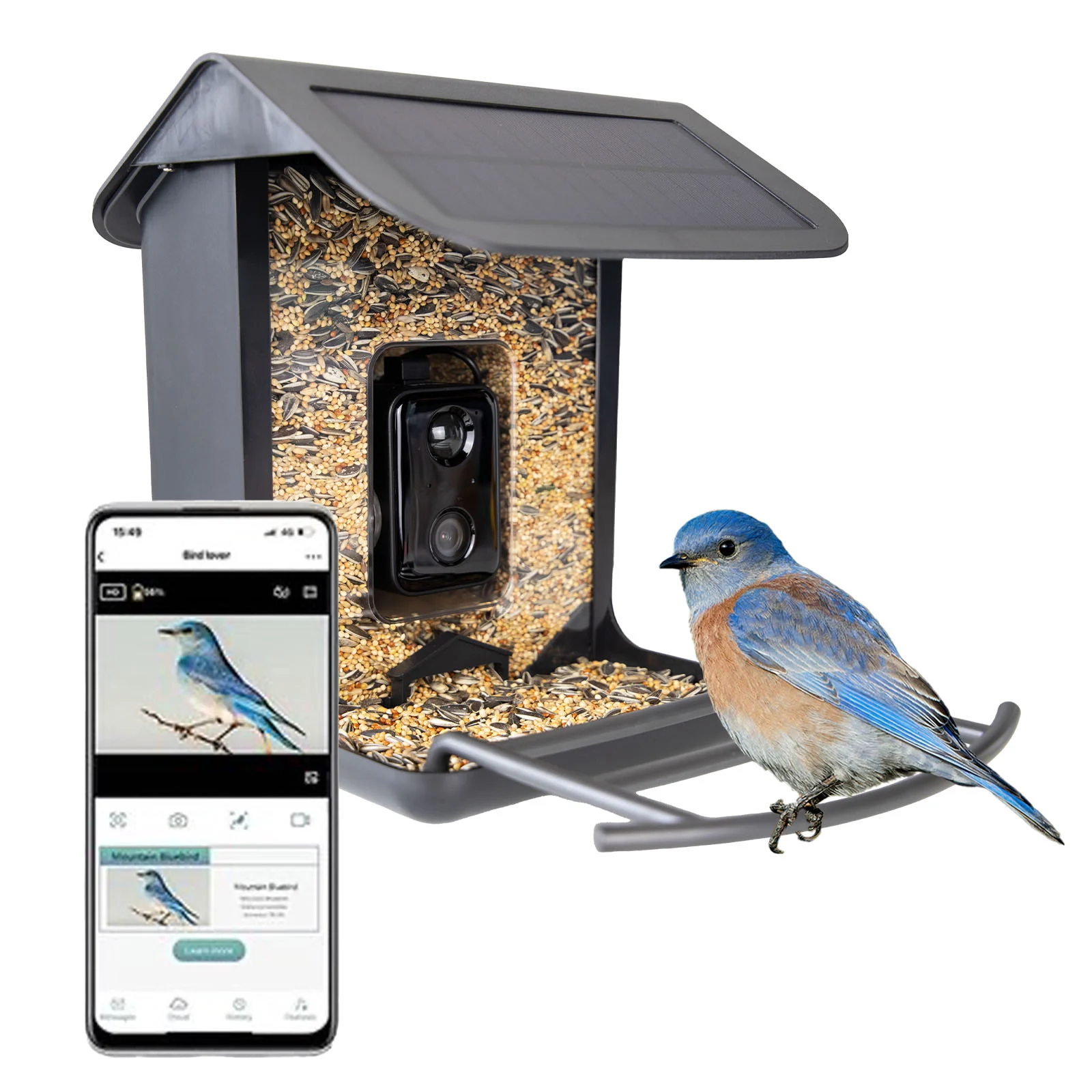 Vogelhaus mit Kamera und Solarpanel, 1,5 l – Hofman Animal Care AI Bird Feeder – Bild 1