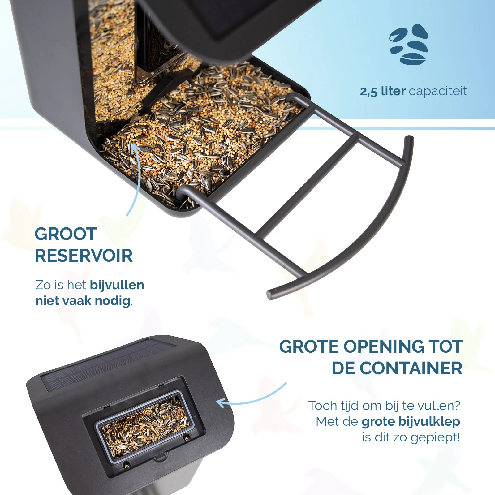 Vogelhaus mit Kamera und Solarpanel, 1,5 l – Hofman Animal Care AI Bird Feeder – Bild 4