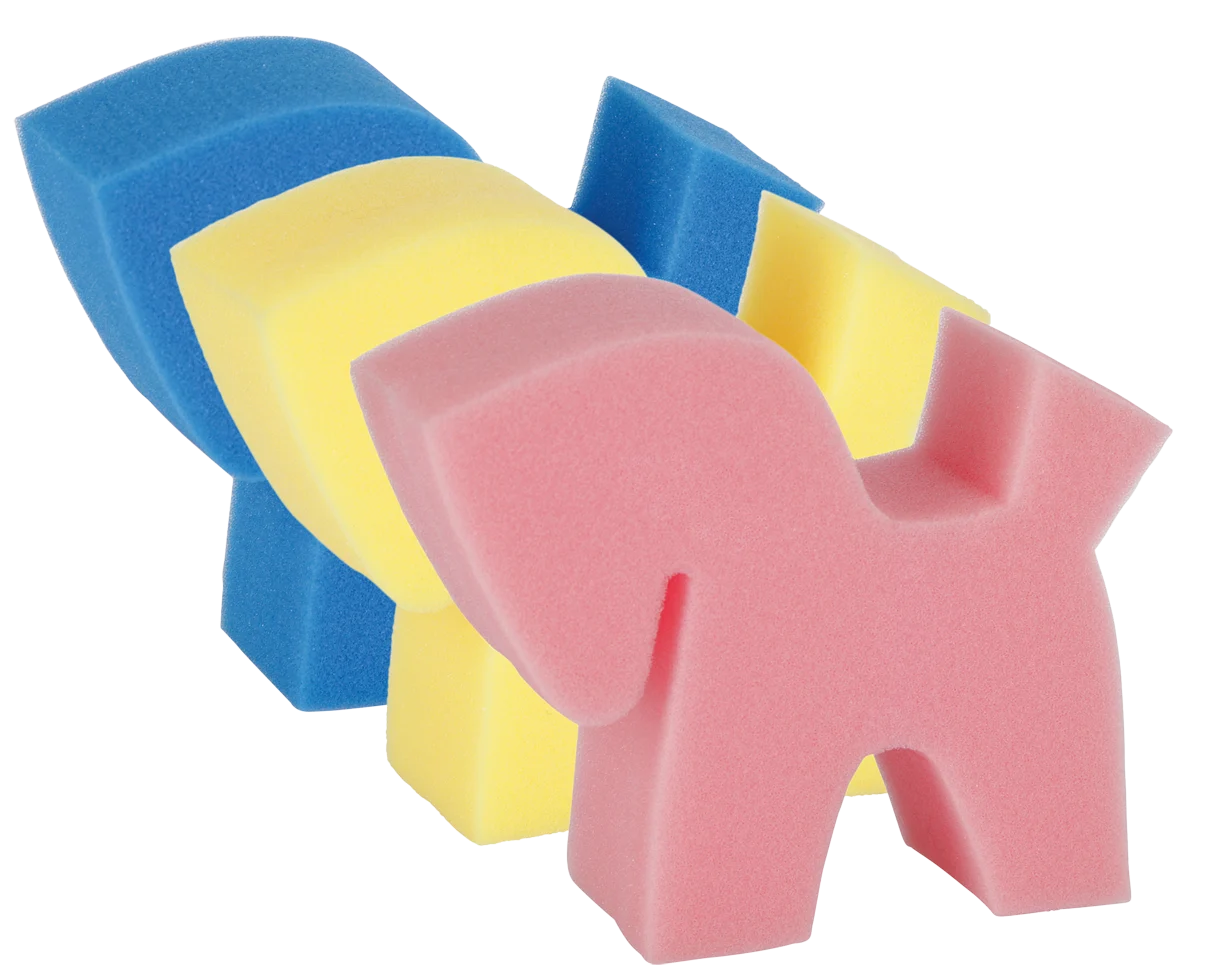 Flecki Horse Schwämme in Pferdeform, 3 Stück in Blau, Rosa und Gelb – Bild 1