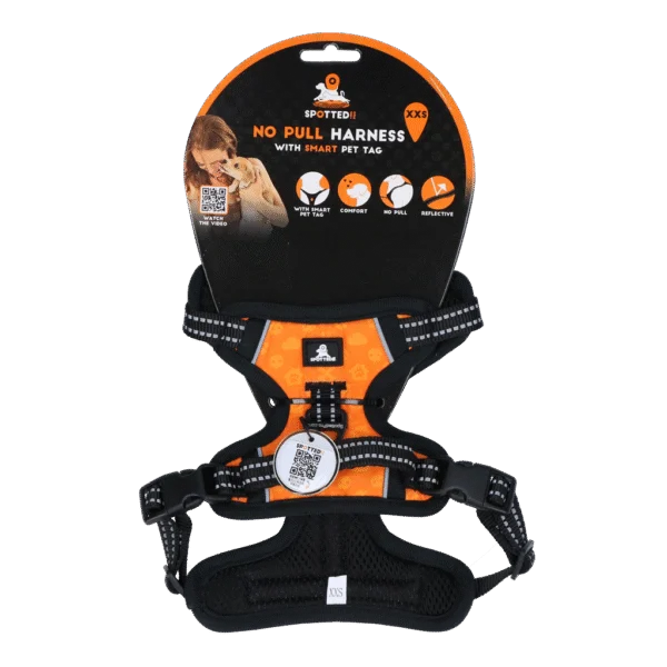 Hundegeschirr gegen Ziehen mit Griff, Orange XXS – Spotted! Pro No Pull