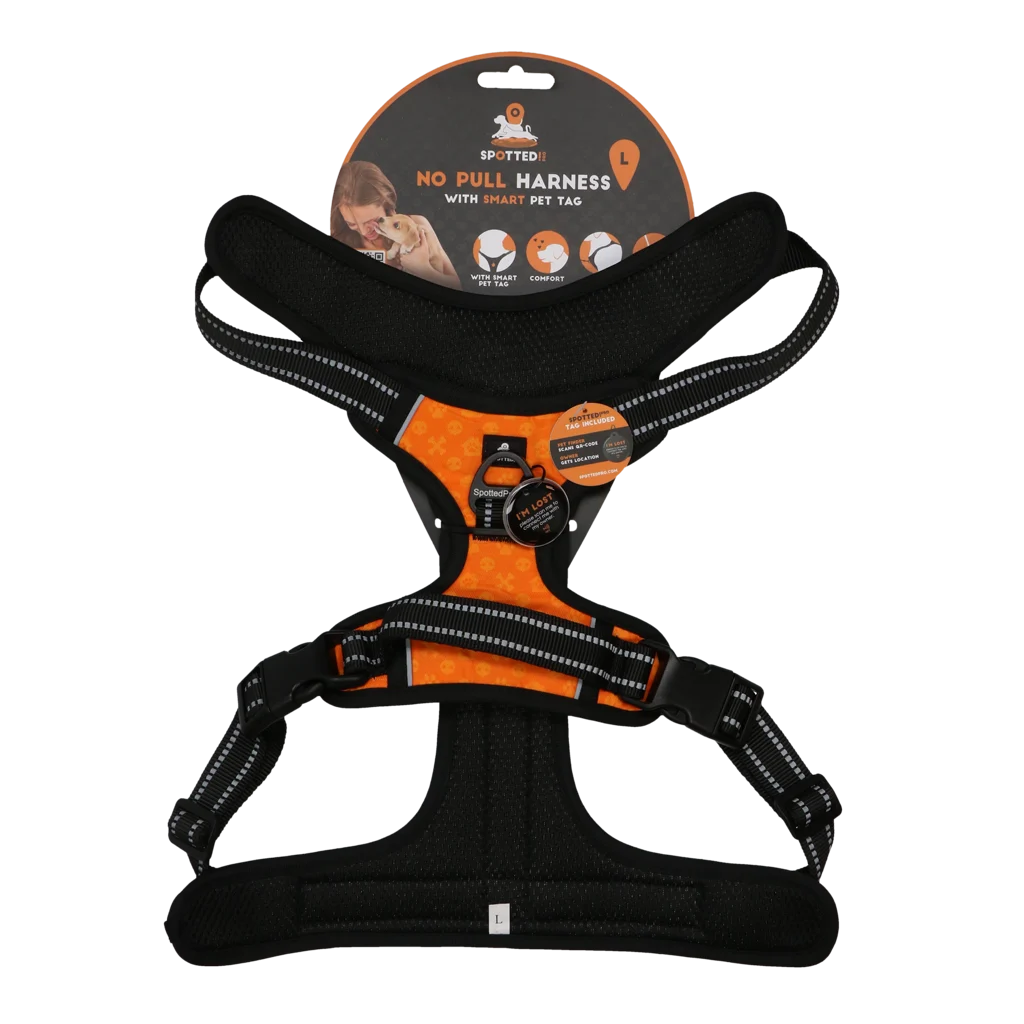 SPOT0017D.png Anti Zug Hundegeschirr mit Griff, Orange L – Spotted! Pro No Pull – Bild 1