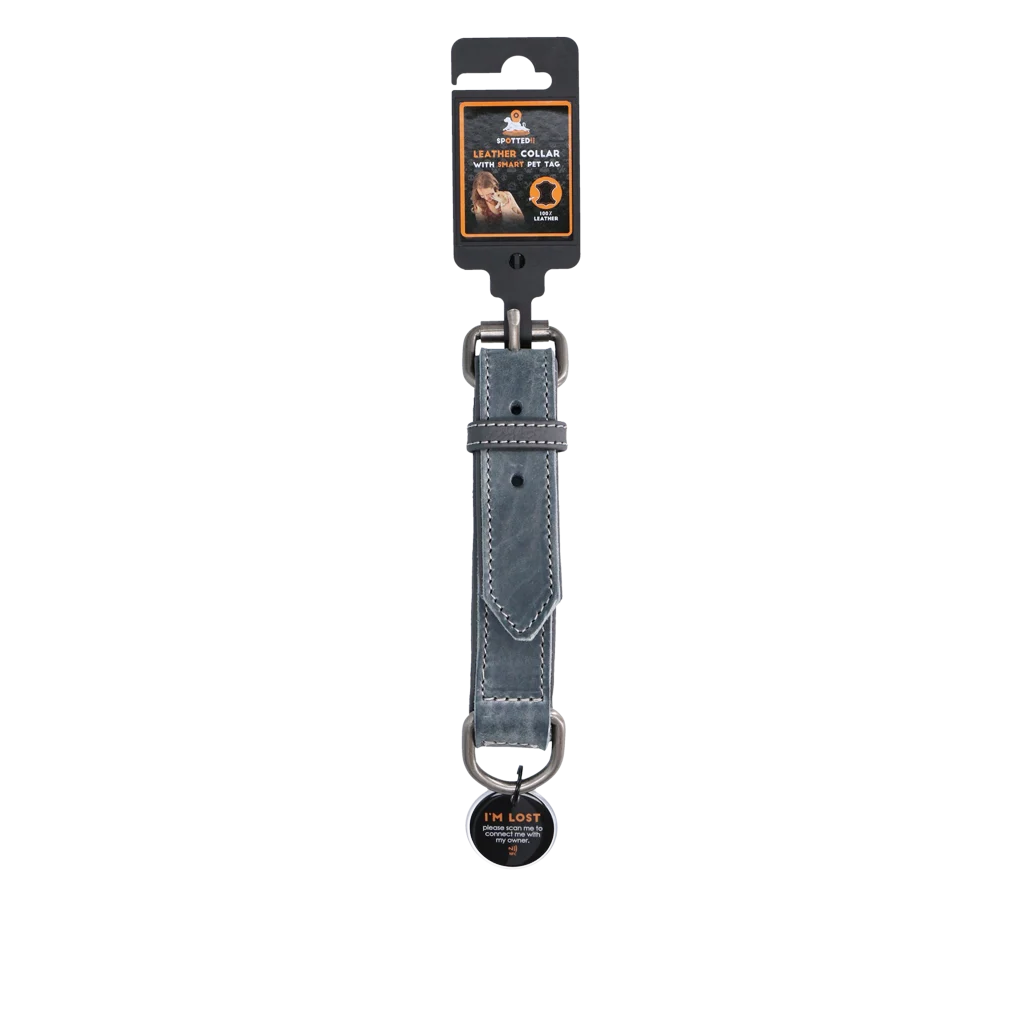 Hundehalsband aus Leder, grau, 65 cm – Spotted! Pro – Bild 3
