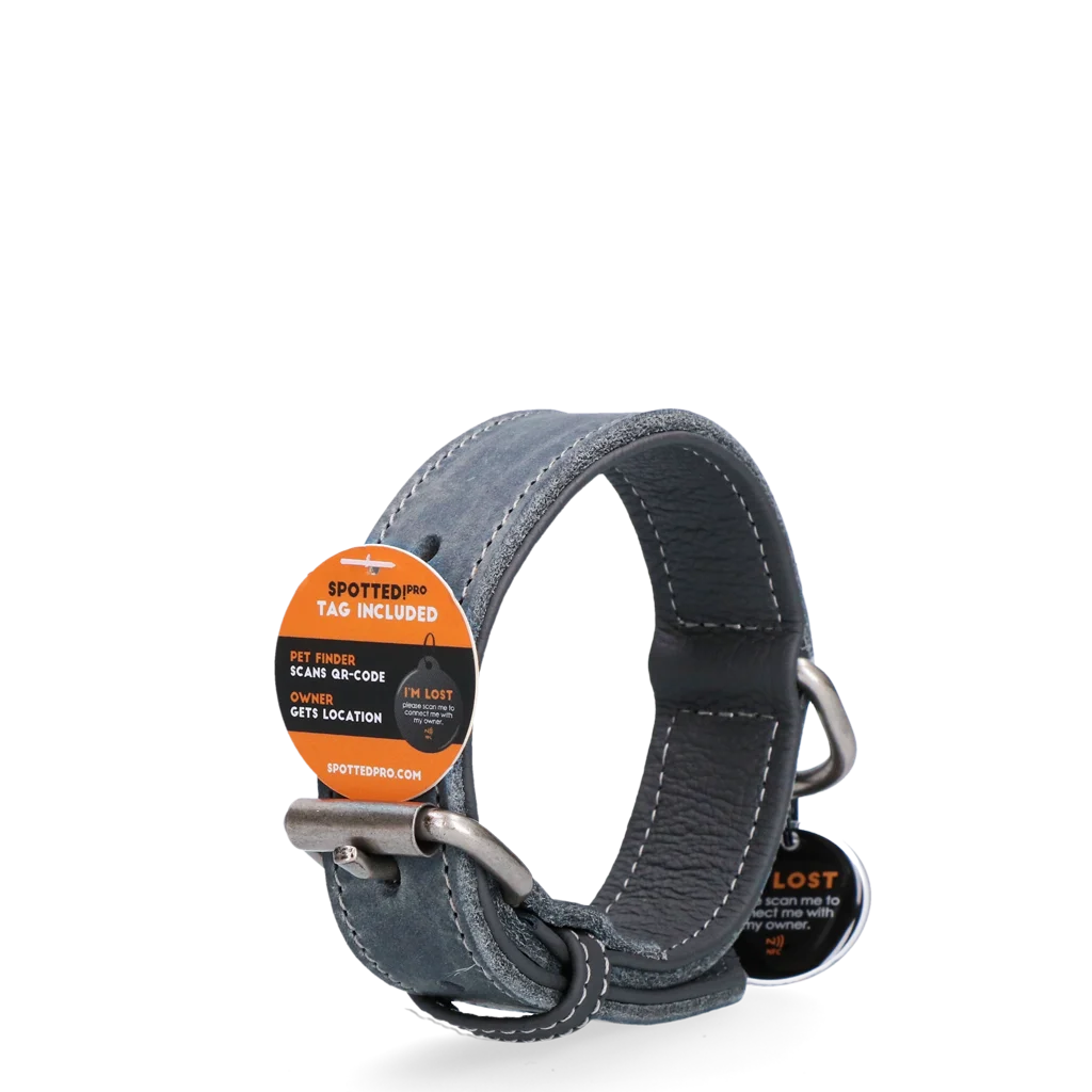 Hundehalsband aus Leder, grau, 65 cm – Spotted! Pro – Bild 4