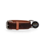Lederhalsband für Hunde mit digitaler Hundemarke, 50 cm, Braun – Spotted! Pro