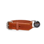Lederhalsband für Hunde mit digitaler Marke, 55 cm, Cognac – Spotted! Pro