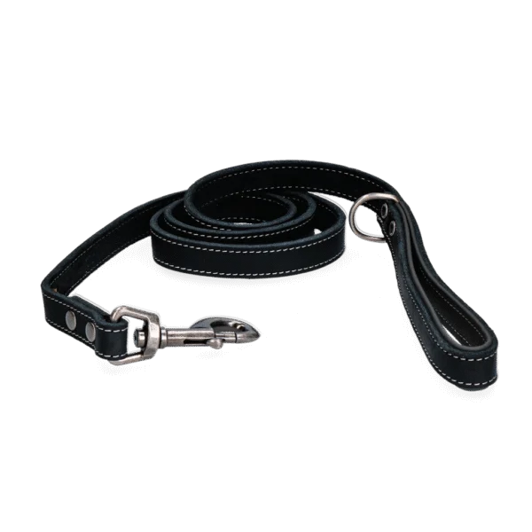 Hundeleine aus Leder mit Handschlaufe, Schwarz, 1,8 cm x 130 cm – Spotted! Pro