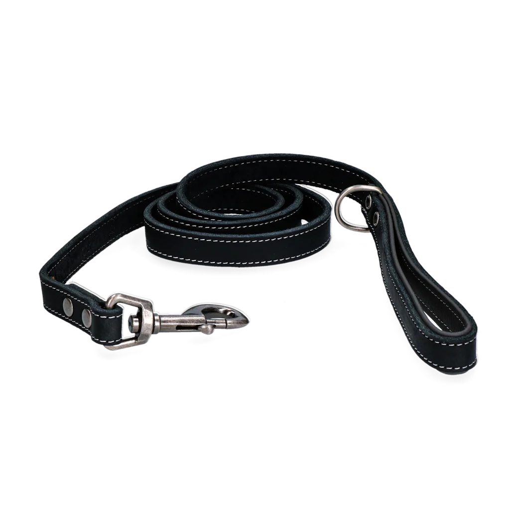 SPOT0040A.png Hundeleine aus Leder mit Handschlaufe, Schwarz, 1,8 cm x 130 cm – Spotted! Pro – Bild 1