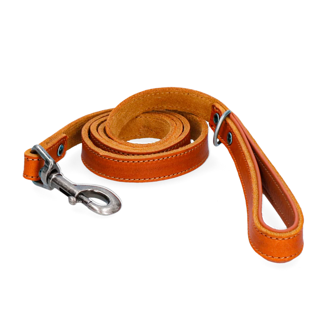 SPOT0040D.png Hundeleine aus Leder mit gepolstertem Griff, Cognac, 130 x 1,8 cm – Spotted! Pro – Bild 1
