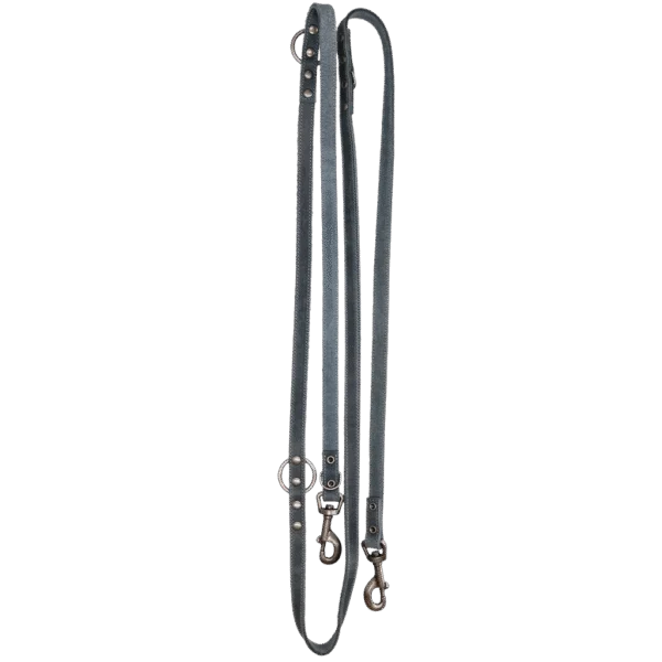 Trainingsleine aus Leder für Hunde, Grau, 250 cm x 16 mm – Spotted! Pro