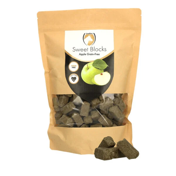 Pferdeleckerlis mit Apfel, getreidefrei, 1 kg – Excellent Horse Sweet Blocks Grain-Free
