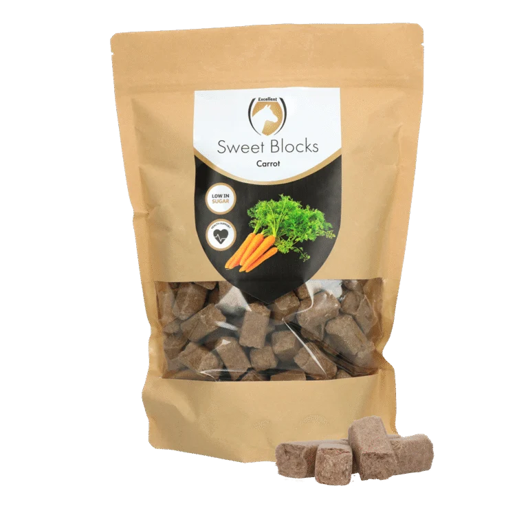 Pferdeleckerli mit Karotte, zuckerarm, 1 kg – Excellent Horse Sweet Blocks