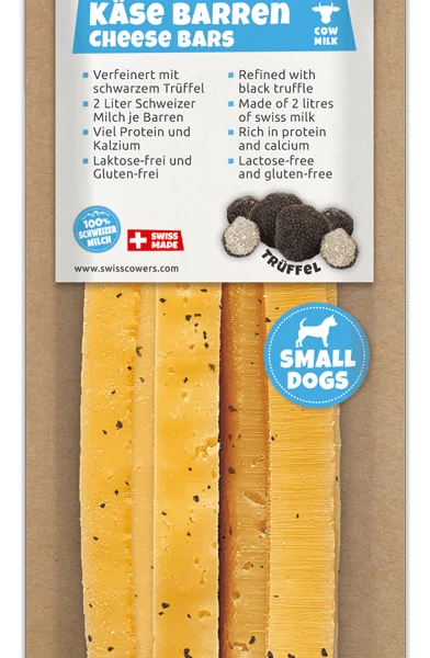 Käsestange für Hunde mit schwarzem Trüffel, Größe S – SwissCowers Cheese Bars Truffle S