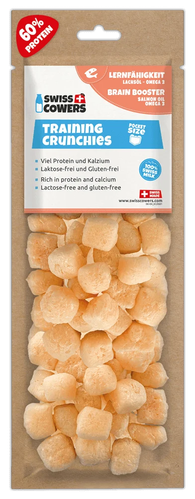 Käse Trainingssnacks für Hunde mit Lachsöl, 30 Belohnungen – SwissCowers Cheese Crunchies Training Brain Booster – Bild 1
