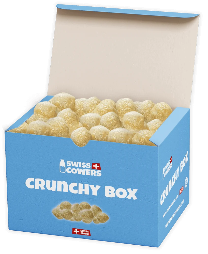 SWIS110340.png Käsesnacks für Hunde, knusprig, 118 Belohnungen – SwissCowers Cheese Crunchies Crunchy Box – Bild 1