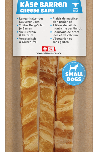 Käsestick für Hunde mit Bacon, laktosefrei – SwissCowers Cheese Bars Bacon S