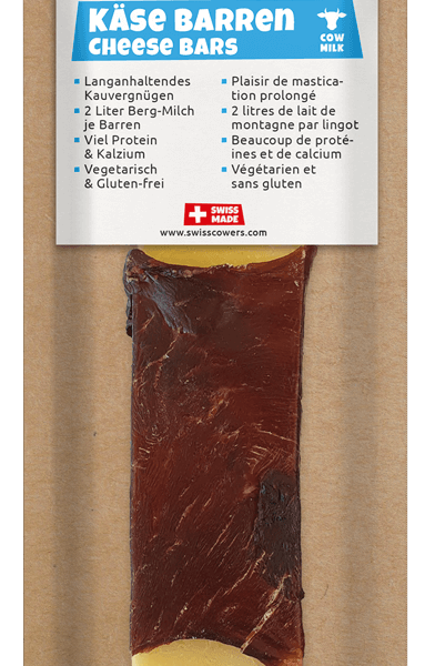 Käsekaustick für Hunde mit Rindfleisch, laktosefrei – SwissCowers Cheese Bars Black Angus L