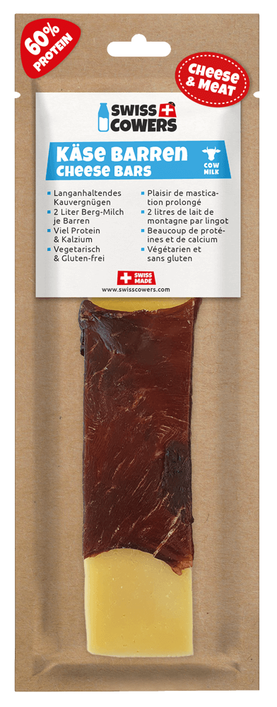 Käsekaustick für Hunde mit Rindfleisch, laktosefrei – SwissCowers Cheese Bars Black Angus L