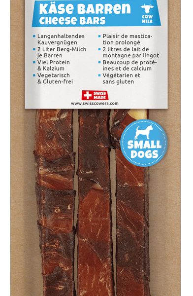 Käsestange für Hunde mit Rindfleisch, laktosefrei – SwissCowers Cheese Bars Black Angus S