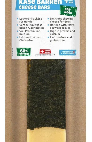 Käsekaustange für Hunde mit Seetang, laktosefrei – SwissCowers Cheese Bars Seaweed L