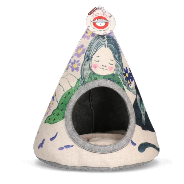 Katzentipi mit Kissen, 42 x 56 cm – Takara Tipi Violet Flower