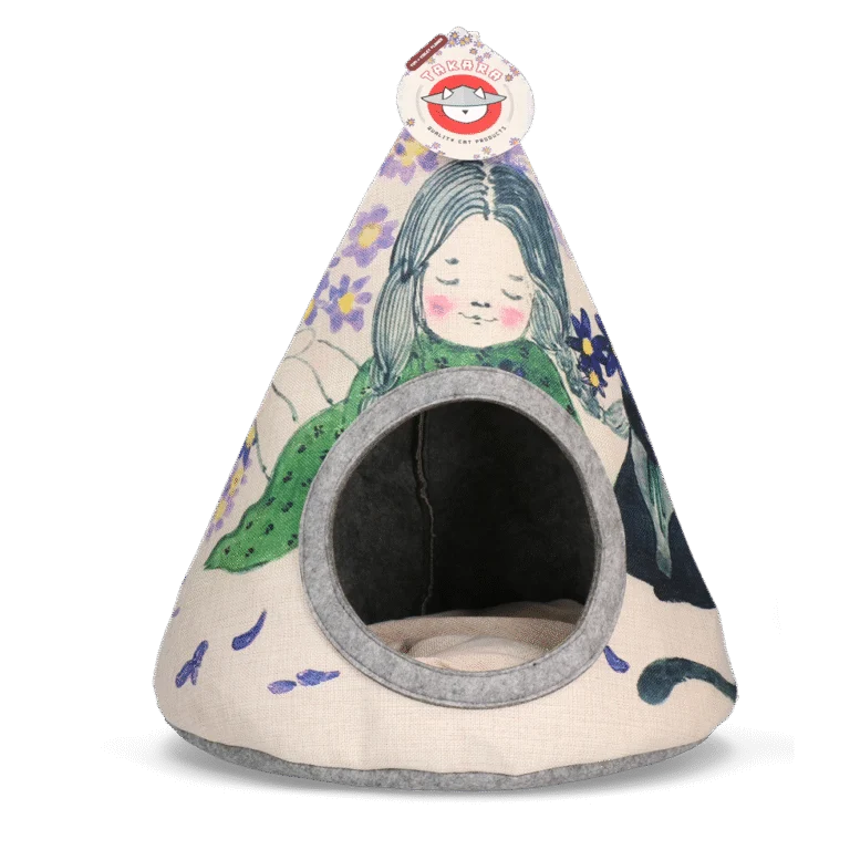 Katzentipi mit Kissen, 42 x 56 cm – Takara Tipi Violet Flower