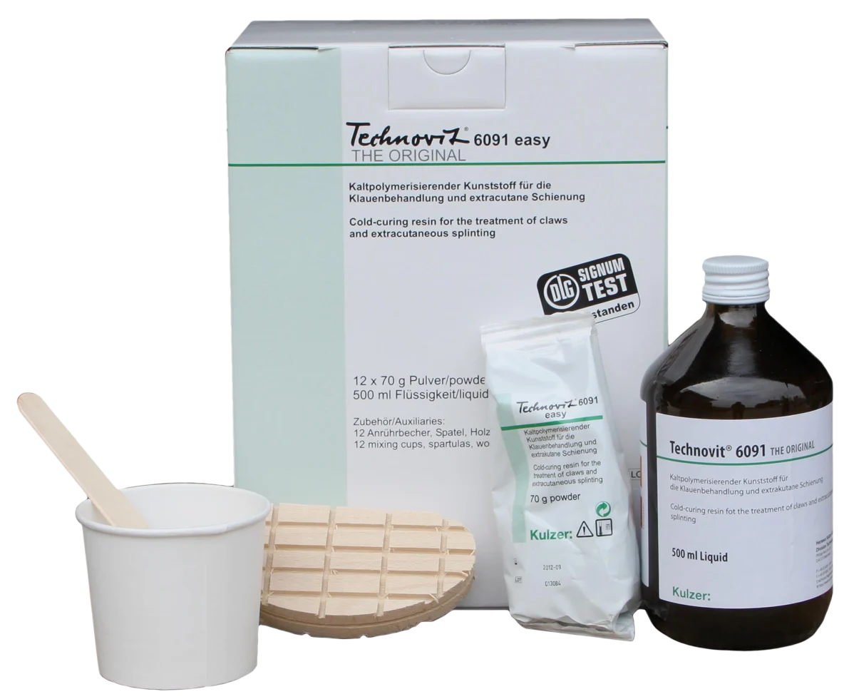 TECH0000.png Klauenbehandlungsset für 12 Behandlungen, 12 x 70 g – Kulzer Technovit 6091 Easy – Bild 1