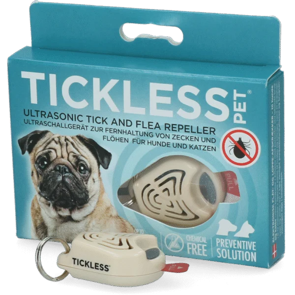 Zecken und Flohrepeller für Hund und Katze mit Ultraschall, Beige – Tickless Pet