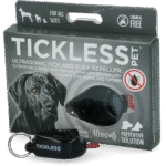 Gerät zur Abwehr von Zecken und Flöhen für Hunde und Katzen mit Ultraschall, Schwarz – Tickless Pet