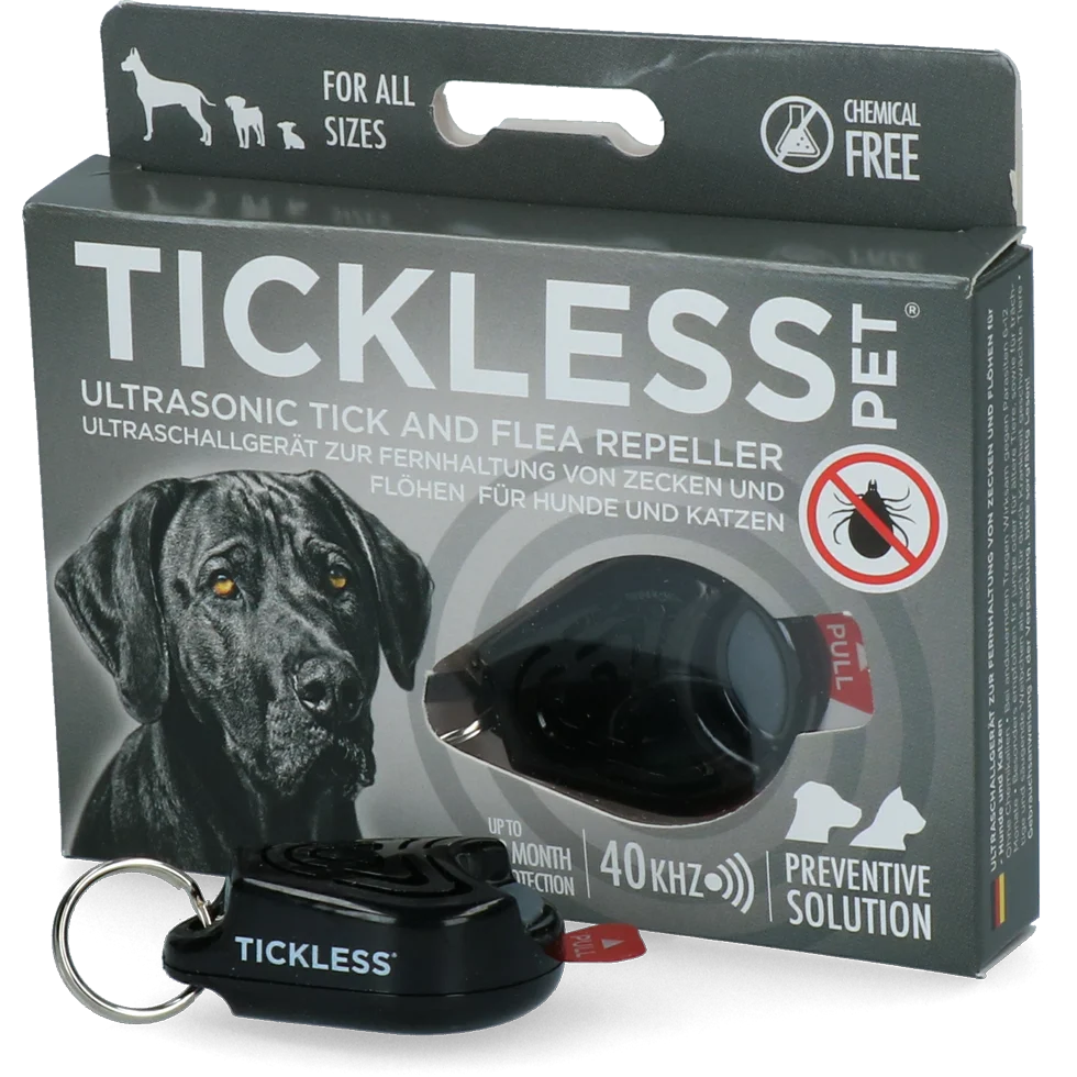 TICK101BL.png Gerät zur Abwehr von Zecken und Flöhen für Hunde und Katzen mit Ultraschall, Schwarz – Tickless Pet – Bild 1