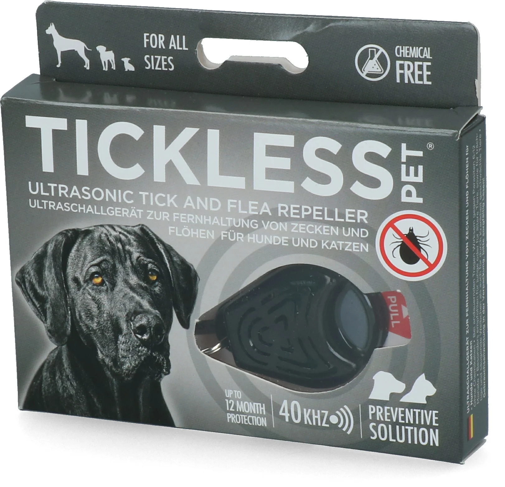 Gerät zur Abwehr von Zecken und Flöhen für Hunde und Katzen mit Ultraschall, Schwarz – Tickless Pet – Bild 2