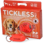 Gerät zur Abwehr von Zecken und Flöhen für Hunde und Katzen mit Ultraschall, Orange – Tickless Pet