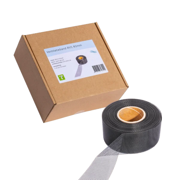 Lüftungsband aus Edelstahl gegen Schädlinge, Schwarz, 30 m x 8 cm – VentiStrip