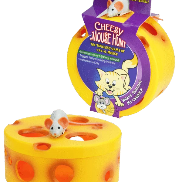 Interaktives Katzenspielzeug mit Robotermaus im Käse – VisionSmart Cheesy Mouse Hunt