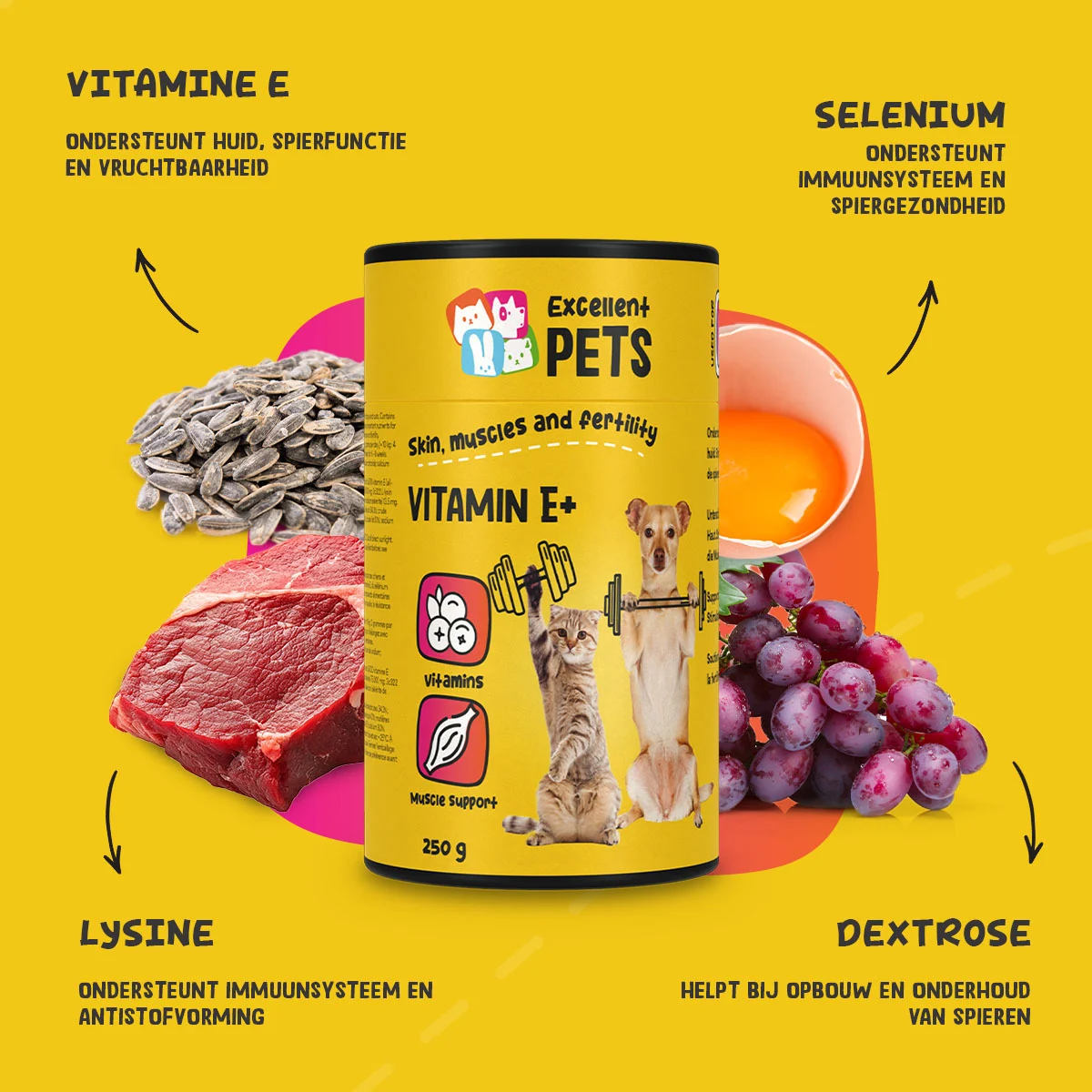 Ergänzungspulver für Hunde und Katzen mit Vitamin E und Selen, 250 g – Excellent Pets Vitamin E+ – Bild 5