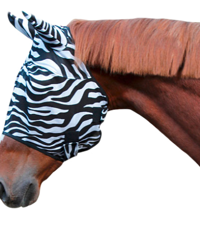 Fliegenmaske für Pferde mit Ohrenschutz, Zebra, Cob