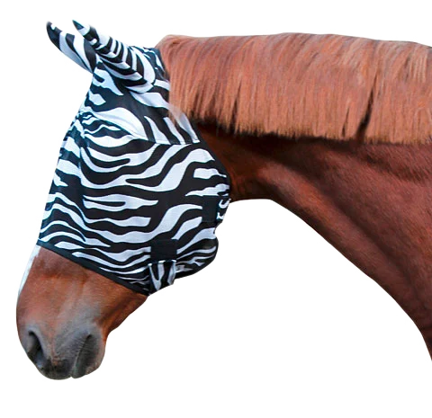VLIE00401U.png Fliegenmaske für Pferde mit Ohrenschutz, Zebra Pony – Bild 1