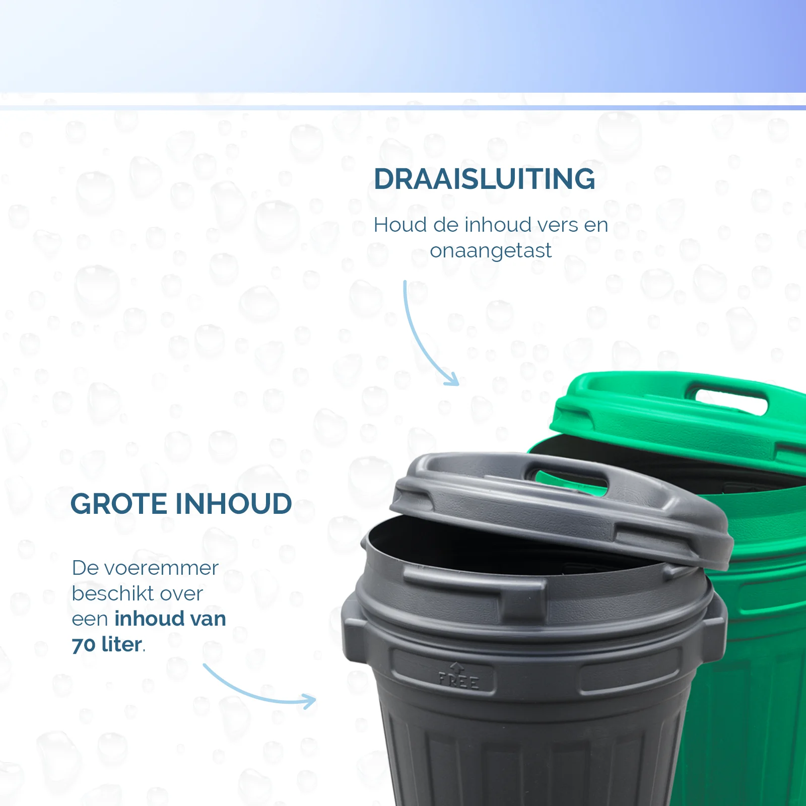 Futtertonne mit Drehverschluss, 70 l, Schwarz – Bild 4